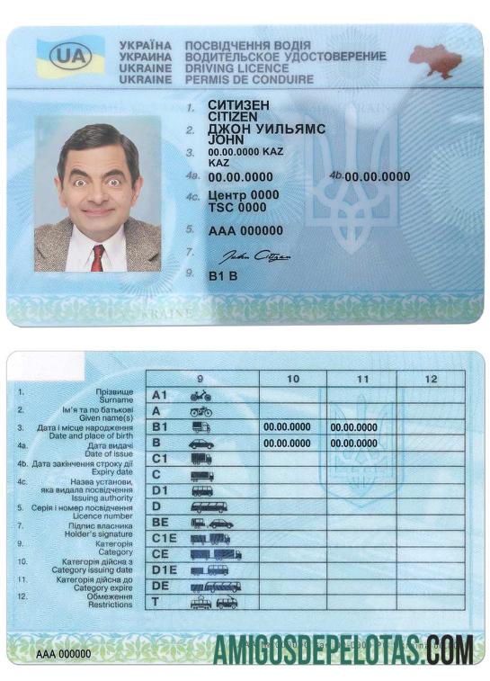 Carta de condução da Ucrânia (2016 2021) baixar para verificação